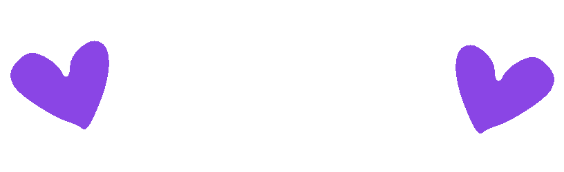 two purple hearts sit side by side with pixelated text saying birbohex